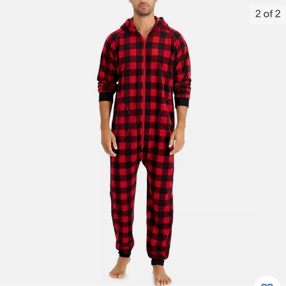 Family Pajamas Matching Men's 1-Pc. Red Check Printed Family Pajamas XL